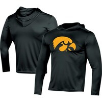Men's Champion Black Iowa Hawkeyes Logo Long Sleeve Hoodie T-Shirt