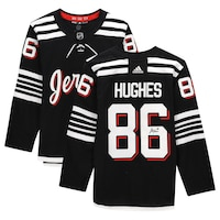 Jack Hughes Black New Jersey Devils Autographed adidas Alternate Authentic Jersey