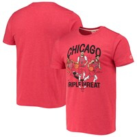 Men's Homage DeMar DeRozan/Zach LaVine/Lonzo Ball Heathered Red Chicago Bulls Triple Threat Player Tri-Blend T-Shirt
