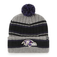 Men's '47  Graphite Baltimore Ravens Rexford Cuffed Knit Hat with Pom