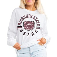 Women's Gameday Couture White Missouri State University Bears Vintage Days Oversized Lightweight Long Sleeve T-Shirt