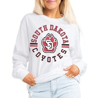 Women's Gameday Couture White South Dakota Coyotes Vintage Days Oversized Lightweight Long Sleeve T-Shirt