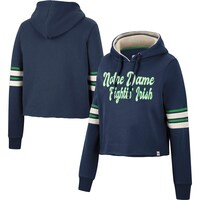 Women's Colosseum Navy Notre Dame Fighting Irish Retro Cropped Pullover Hoodie