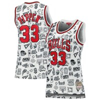 Women's Mitchell & Ness Scottie Pippen White Chicago Bulls 1997 Doodle Swingman Jersey