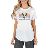 Women's Concepts Sport White Milwaukee Bucks Gable Knit T-Shirt