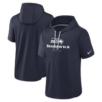 Men's Nike Navy Seattle Seahawks Short Sleeve Pullover Hoodie