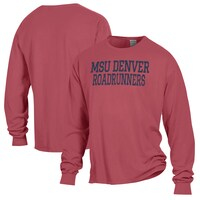 Men's ComfortWash Red MSU Denver Roadrunners Garment Washed Long Sleeve T-Shirt