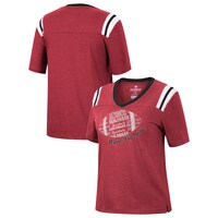 Women's Colosseum Heathered Cardinal Arkansas Razorbacks 15 Min Early Football V-Neck T-Shirt