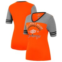 Women's Colosseum Orange/Heathered Gray Oklahoma State Cowboys There You Are V-Neck T-Shirt