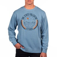 Men's Uscape Apparel Blue Cal State Fullerton Titans Pigment Dyed Fleece Crew Neck Sweatshirt