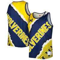 Men's Mitchell & Ness Navy/Maize Michigan Wolverines Jumbotron 2.0 Sublimated Tank Top