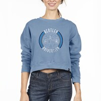 Women's Uscape Apparel Blue Bentley Falcons Circle Scene Cropped Crewneck Sweatshirt