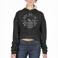 Women's Uscape Apparel Black Appalachian State Mountaineers Circle Scene Cropped Pullover Hoodie