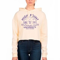Women's Uscape Apparel Cream High Point Panthers Circle Scene Raw Edge Cropped Pullover Hoodie