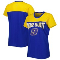 Women's G-III 4Her by Carl Banks Royal/Yellow Chase Elliott Box Score T-Shirt