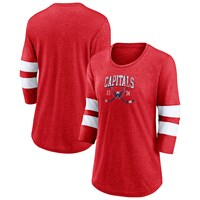 Women's Fanatics Branded Heather Red Washington Capitals Line Shift Tri-Blend Three-Quarter Sleeve T-Shirt