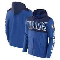 Men's Fanatics Branded Blue/Navy Dallas Mavericks Skyhook Colorblock Full-Zip Hoodie