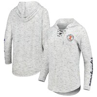 Women's Pressbox Gray Illinois Fighting Illini Space Dye Lace-Up V-Neck Raglan Long Sleeve T-Shirt