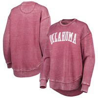 Women's Pressbox Crimson Oklahoma Sooners Vintage Wash Pullover Sweatshirt