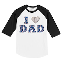 Infant Tiny Turnip White/Black Chicago Cubs I Love Dad 3/4-Sleeve Raglan T-Shirt