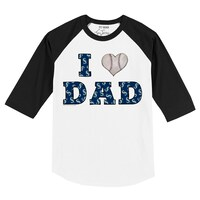 Toddler Tiny Turnip White/Black Seattle Mariners I Love Dad 3/4-Sleeve Raglan T-Shirt