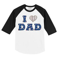 Toddler Tiny Turnip White/Black Toronto Blue Jays I Love Dad 3/4-Sleeve Raglan T-Shirt