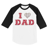 Youth Tiny Turnip White/Black Cincinnati Reds I Love Dad 3/4-Sleeve Raglan T-Shirt