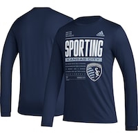 Men's adidas Navy Sporting Kansas City 2023 Club DNA Long Sleeve AEROREADY T-Shirt
