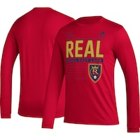 Men's adidas Red Real Salt Lake Club DNA Long Sleeve AEROREADY T-Shirt