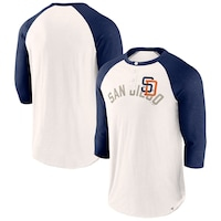 Men's Fanatics Branded White/Navy San Diego Padres Backdoor Slider Raglan 3/4-Sleeve T-Shirt