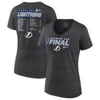 Women's Fanatics Branded Heathered Charcoal Tampa Bay Lightning 2022 Stanley Cup Final Own Goal Roster V-Neck T-Shirt