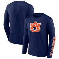 Men's Fanatics Branded Navy Auburn Tigers Double Time 2-Hit Long Sleeve T-Shirt