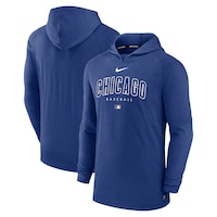 Men's Nike Heather Royal Chicago Cubs Authentic Collection Early Work Tri-Blend Performance Pullover Hoodie