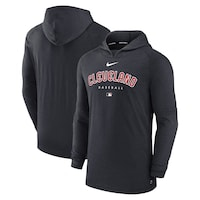 Men's Nike Heather Navy Cleveland Guardians Authentic Collection Early Work Tri-Blend Performance Pullover Hoodie