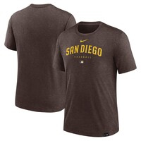 Men's Nike Heather Brown San Diego Padres Authentic Collection Early Work Tri-Blend Performance T-Shirt