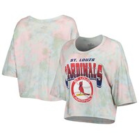 Women's Majestic Threads St. Louis Cardinals Cooperstown Collection Tie-Dye Boxy Cropped Tri-Blend T-Shirt
