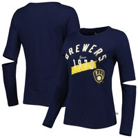 Women's Touch Navy Milwaukee Brewers Formation Long Sleeve T-Shirt