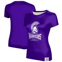 Women's ProSphere Purple Winona State Warriors Softball Logo Stripe T-Shirt