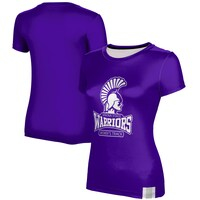 Women's ProSphere Purple Winona State Warriors Women's Track Logo Stripe T-Shirt