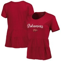 Women's Cardinal Arkansas Razorbacks Willow Ruffle-Bottom T-Shirt