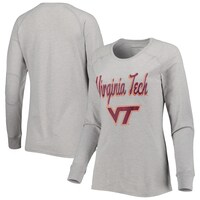 Women's Heather Gray Virginia Tech Hokies Payton Elbow Patch Slub Raglan Long Sleeve T-Shirt