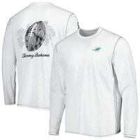 Men's Tommy Bahama White Miami Dolphins Laces Out Billboard Long Sleeve T-Shirt