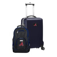 MOJO Navy Atlanta Braves Personalized Deluxe 2-Piece Backpack & Carry-On Set