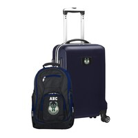 MOJO Navy Milwaukee Bucks Personalized Deluxe 2-Piece Backpack & Carry-On Set