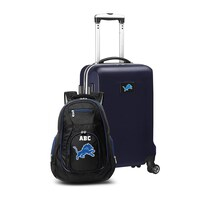 MOJO Navy Detroit Lions Personalized Deluxe 2-Piece Backpack & Carry-On Set