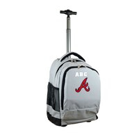MOJO Gray Atlanta Braves 19'' Personalized Premium Wheeled Backpack