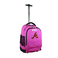 MOJO Pink Atlanta Braves 19'' Personalized Premium Wheeled Backpack
