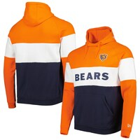 Men's New Era Navy/Orange Chicago Bears Colorblock Throwback Pullover Hoodie