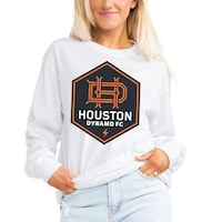 Women's Gameday Couture White Houston Dynamo FC Boyfriend Fit Long Sleeve T-Shirt