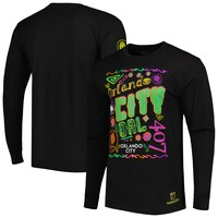 Men's Mitchell & Ness Black Orlando City SC Papel Picado Long Sleeve T-Shirt